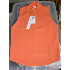 House of Harlow 1960 Orange/Coral Mock Neck Turtleneck Tank Crop Top Size XS NWT